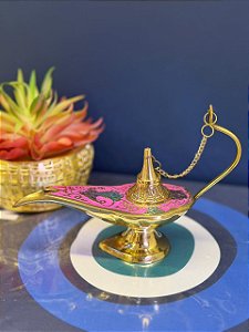 Lâmpada Mágica - Metal - Dourado e Rosa - 15,5CM