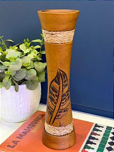 Vaso em Madeira - Marrom - 36CM