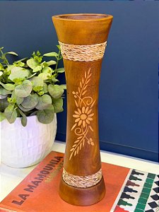 Vaso em Madeira - Marrom - 36CM