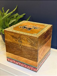 Caixa Decorativa - Porta Joias - Madeira - Pintado á Mão - 26X26CM