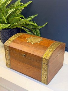 Baú Decorativo - Porta Joias - Madeira - Pintado á Mão - 26X18CM