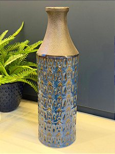 Vaso - Cerâmica - Grafite e Azul - 44CM