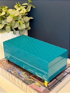 Caixa Decorativa - Madeira - Porta Joias - Turquesa - 28X14CM