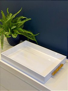 Bandeja - Madeira - Branco Laca - 45CM