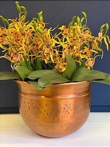 Cachepot em Alumínio - Relevo - Cobre - 31CM