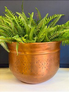 Cachepot em Alumínio - Relevo - Cobre - 36CM