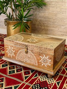 Baú - Indiano - Madeira - Pintado à mão