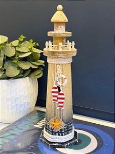 Escultura Farol - Decorativo - Madeira - Pátina e Preto