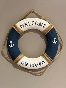 Escultura Boia - Decorativo - Sisal - Branco e Azul