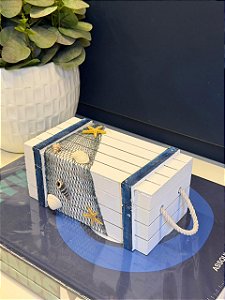 Caixa - Porta Joias - Madeira - Branco e Azul