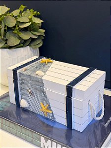 Caixa - Porta Joias - Madeira - Branco e Azul