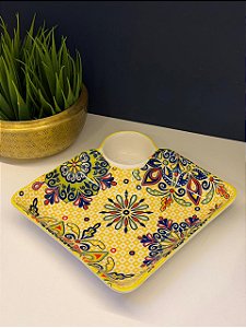 Petisqueira - Cerâmica - Amarelo e Colorido