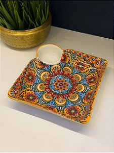 Petisqueira - Cerâmica - Laranja e Colorido