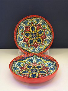 Bowl - Cerâmica - Vermelho e Colorido