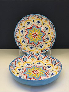 Bowl - Cerâmica - Azul e Colorido