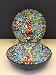 Bowl - Cerâmica - Verde Escuro e Colorido