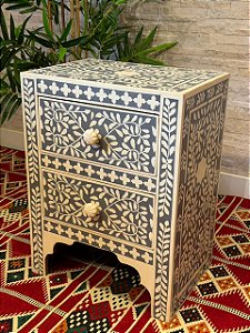 Gaveteiro em Osso - Marchetaria - Cinza