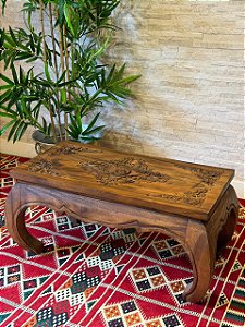 Mesa Madeira Entalhada - Marrom