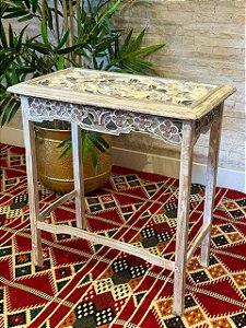 Mesa Madeira Entalhada - Pátina - 62CM