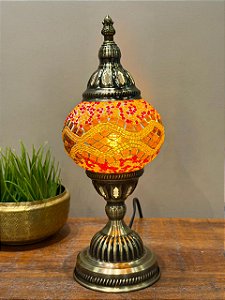Luminária Turca Mosaico M Vermelho e Laranja