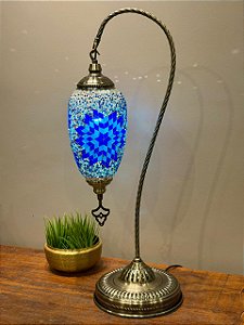 Luminária Turca Mosaico Gota Azul