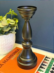 Castiçal - Porta Vela - Metal - Preto - 30cm