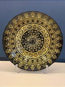 Centro de Mesa em Vitral - Preto e Dourado - Grande