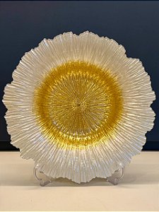 Centro de Mesa em Vitral - Perolado e Dourado - Grande