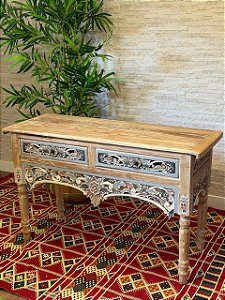 Aparador - Mesa - Madeira Entalhada - Pintado à mão - Pátina e Colorido