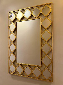Espelho Retangular - Metal - Dourado