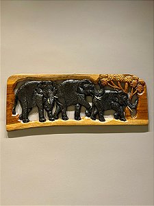 Escultura Elefante - Decorativo - Madeira Entalhada