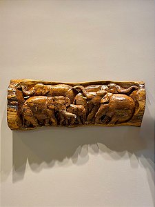 Escultura Elefante - Decorativo - Madeira Entalhada
