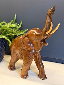 Elefante - Madeira Maciça - Envernizado - 41CM
