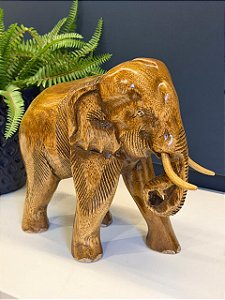 Elefante - Madeira Maciça - Envernizado - 26CM