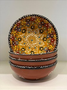 Bowl - Cerâmica - Turquia - Pintura Alto Relevo - Tamanho Grande - Marrom