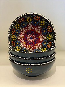 Bowl - Cerâmica - Turquia - Pintura Alto Relevo - Tamanho Médio - Verde Escuro