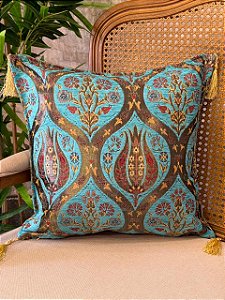 Capa Para Almofada - Jacquard - Tassel - Turquesa