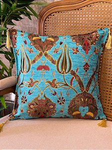 Capa Para Almofada - Jacquard - Tassel - Turquesa