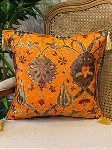 Capa Para Almofada - Jacquard - Tassel - Laranja