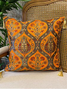 Capa Para Almofada - Jacquard - Tassel - Laranja