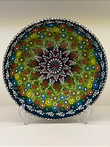 Saladeira - Cerâmica - Turquia - Pintura Alto Relevo - Tamanho Grande - Verde