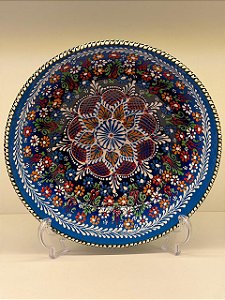 Saladeira - Cerâmica - Turquia - Pintura Alto Relevo - Tamanho Grande - Azul