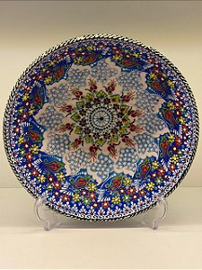 Saladeira - Cerâmica - Turquia - Pintura Alto Relevo - Tamanho Grande - Azul Escuro