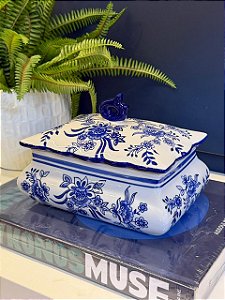 Pote - Cerâmica - Azul e Branco