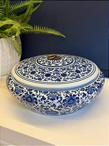 Pote - Azul e Branco - Cerâmica - 16cm