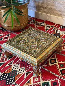 Mesinha Decorativa - Metal Marchetaria - Colorida - 38CM