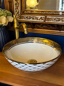 Cuba Sobrepor - Arabesco - Branco e Dourado