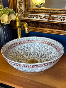 Cuba Sobrepor - Arabesco - Branco, Azul e Marrom