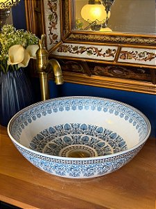 Cuba Sobrepor - Arabesco - Branco e Azul