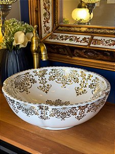 Cuba Sobrepor - Arabesco - Branco e Dourado